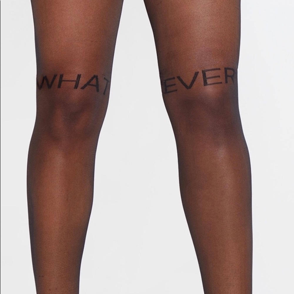 “Whatever” printed tights